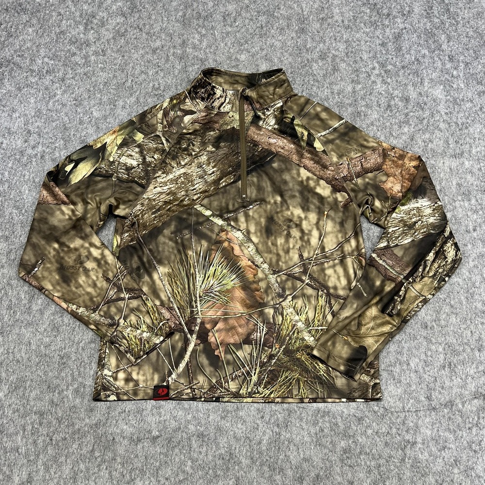 Mossy Oak Pullover Boys XL Brown Camo Break-Up Country 1/4 Zip Hunting Shirt